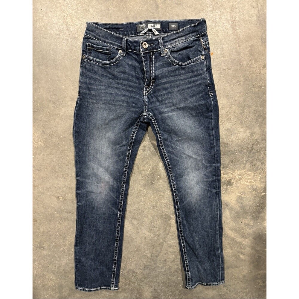 Buckle BKE Mens 31S (30x29) Thick Stitch Alec Straight Leg Denim Jeans Blue